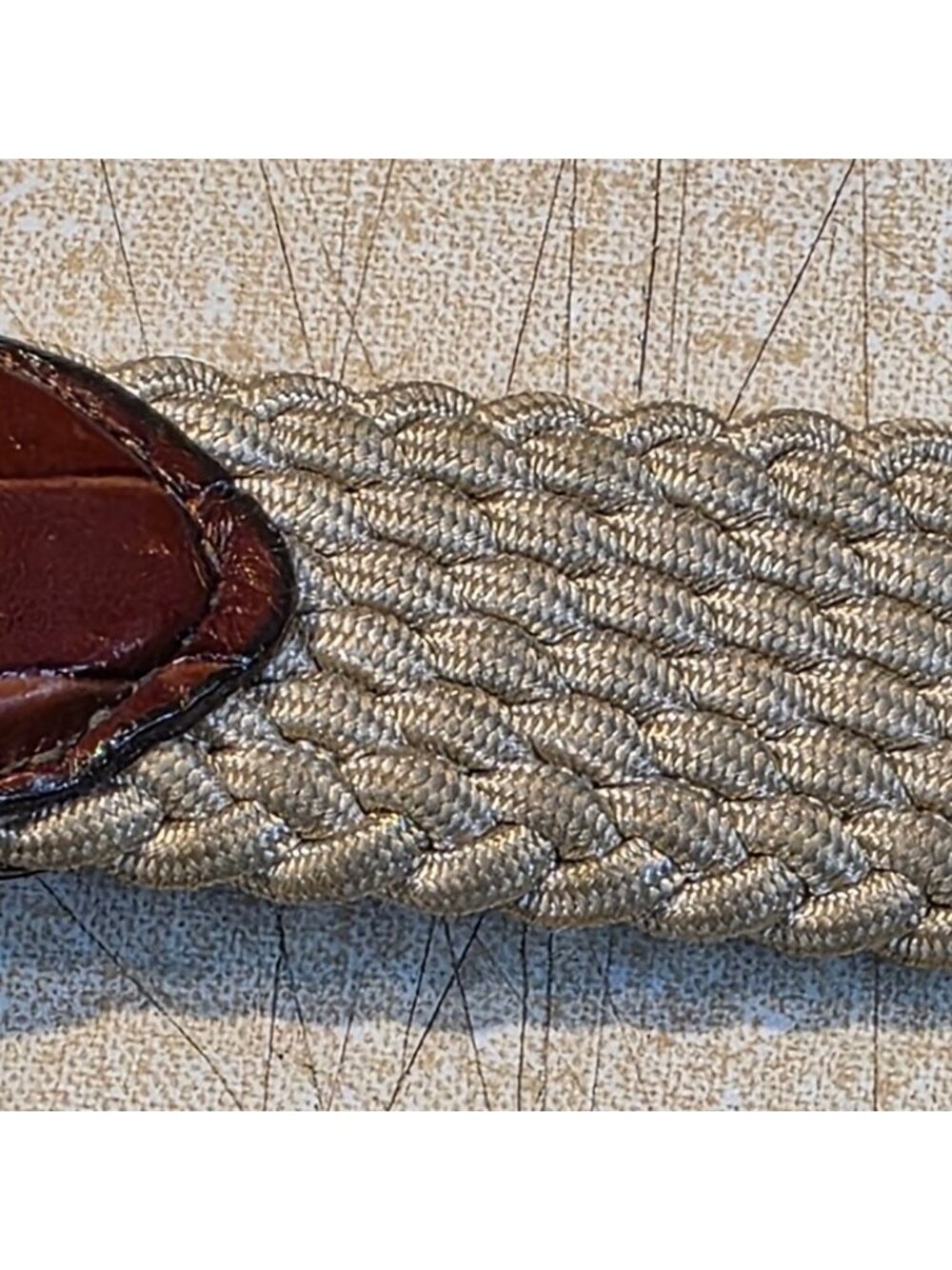 Vtg Brighton Men's Elastic Cord Weave Belt 36" w/Leather and Brass Buckle